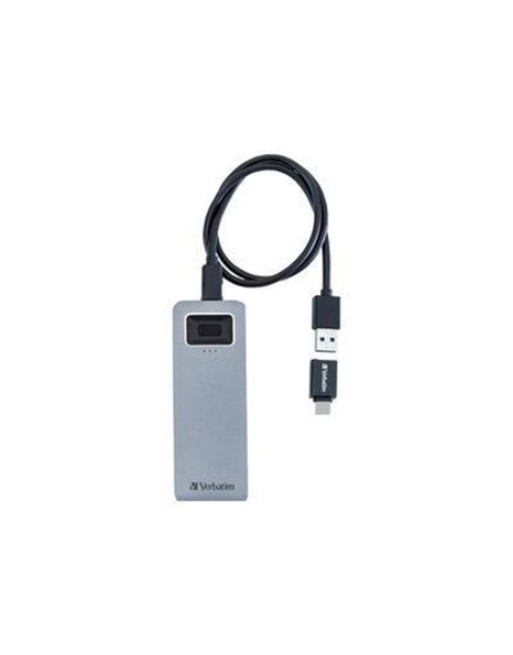 Verbatim Executive Fingerprint Secure USB-C SSD, 512GB, USB 3.2, Gray (53656)