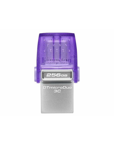 Kingston DataTraveler microDuo 3C USB Type-C & Type-A Flash Drive, USB 3.2 Gen 1, 256GB, Violet (DTDUO3CG3/256GB)