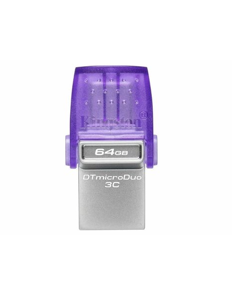 Kingston DataTraveler microDuo 3C USB Type-C & Type-A Flash Drive, USB 3.2 Gen 1, 64GB, Violet (DTDUO3CG3/64GB)