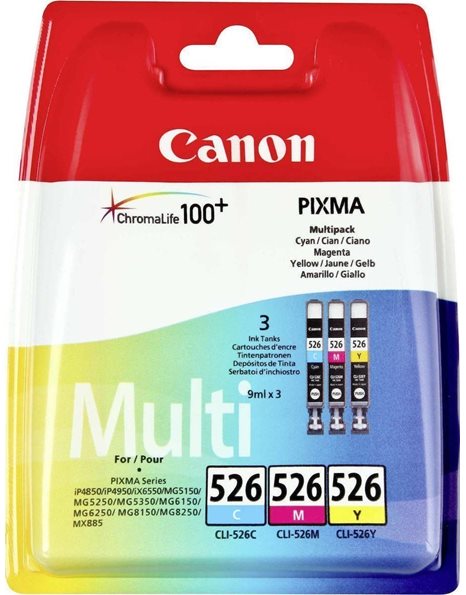 Canon CLI-526 Ink Cartridges, Cyan/Magenta/Yellow, Multipack (4541B009)
