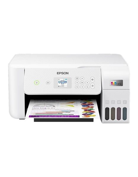 Epson EcoTank  L3266, A4 Color Multifunction Inkjet Printer (Print/Scan), 5760x1440dpi, 10ppm Mono/5ppm Color, WiFi, USB, White (C11CJ66412)