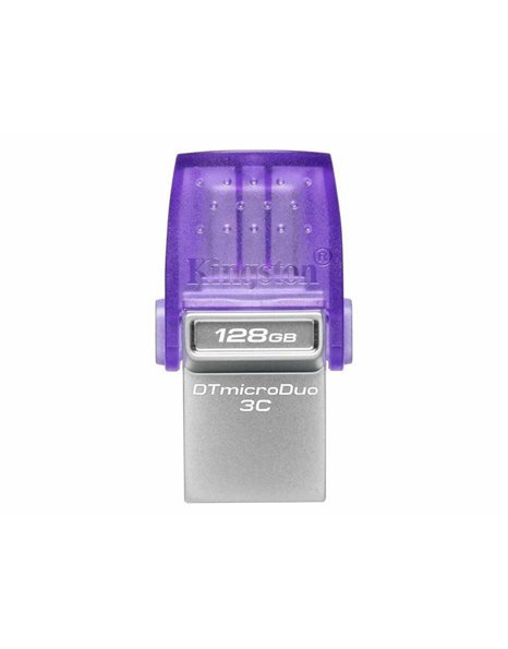 Kingston DataTraveler microDuo 3C USB Type-C & Type-A Flash Drive, USB 3.2 Gen 1, 128GB, Violet (DTDUO3CG3/128GB)