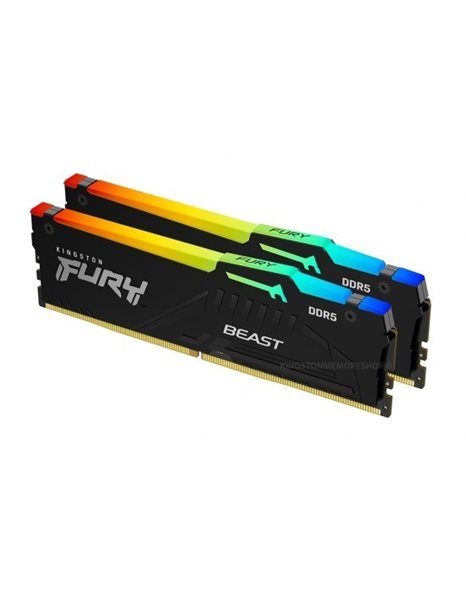 Kingston Fury Beast RGB 64GB Kit (2x32GB) 4800MHz UDIMM DDR5 CL38 1.1V, Black (KF548C38BBAK2-64)