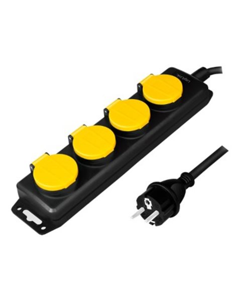 LogiLink Socket Outlet 4-Way, 4x CEE 7/3, Outdoor, 1.4m, Black/Yellow (LPS212)