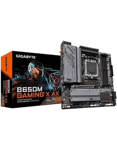 Gigabyte B650M Gaming X AX (rev. 1.x), AMD, Socket AM5, mATX, 4xDDR5, 4xSATA3, M.2, Raid, 2.5GLAN, WiFi+BT, USB3.2, HDMI, DP (B650M GAMING X AX)