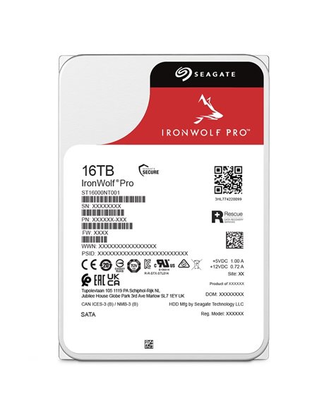 Seagate IronWolf Pro HDD, 16TB, 3.5-Inch SATA3, 256MB Cache, 7200rpm, For NAS (ST16000NT001)
