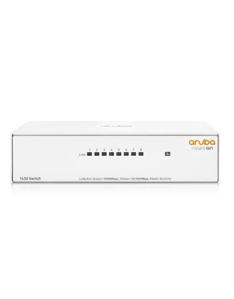 HPE Aruba Instant On 1430 8G Unmanaged L2 Gigabit Switch, White (R8R45A#ABB)