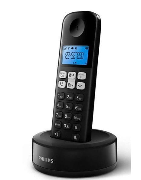 Philips ασύρματο τηλέφωνο D1611B/34, με ελληνικό μενού, μαύρο (D1611B-34)