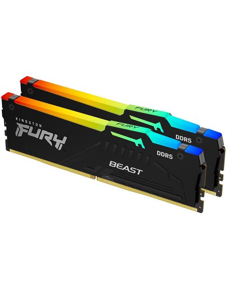 Kingston FURY Beast RGB 16GB Kit (2x8GB) 5600MHz UDIMM DDR5 CL36 1.25V, Black (KF556C36BBEAK2-16)
