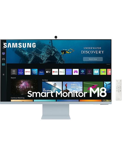 Samsung Μ80B, 32-Inch UHD VA Smart Monitor, 3840x2160, 16:9, 4ms, 3000:1, USB, Micro HDMI, WiFi+BT, Camera, Speakers, Daylight Blue (LS32BM80BUUXEN)