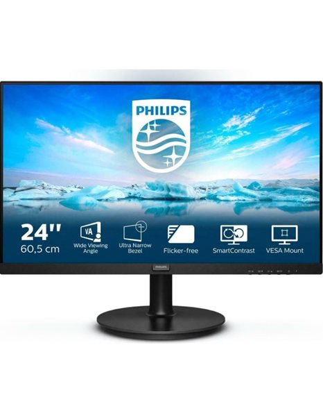 Philips 241V8L/00, 23.8-Inch FHD VA Monitor, 1920x1080, 16:9, 4ms, 3000:1, HDMI, VGA, Black (241V8L/00)