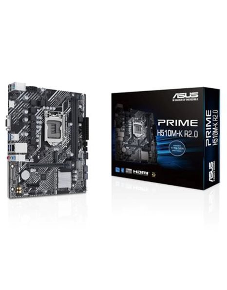 Asus Prime H510M-K R2.0, Intel, Socket 1200, mATX, 2xDDR4, 4xSATA3, M.2, GLAN, USB3.2, HDMI, VGA (90MB1E80-M0EAY0)