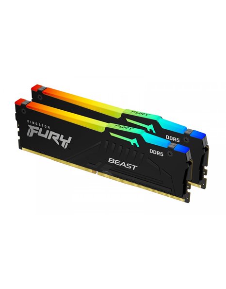 Kingston FURY Beast 64GB Kit (2x32GB) 5200MHz UDIMM DDR5 CL40 1.25V, Black (KF552C40BBAK2-64)