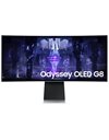 Samsung Odyssey OLED G8 G85SB, 34-Inch QHD OLED Curved Smart Gaming Monitor, 3440x1440, 175Hz, 21:9, 0.1ms, 1000000:1, mHDMI, mDP, USB-C, WiFi+BT, Speakers, Silver (LS34BG850SUXEN)