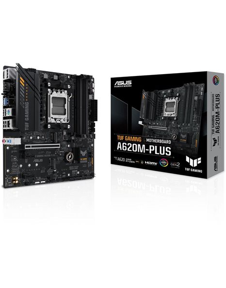 Asus Tuf Gaming A620M-Plus, AMD, Socket AM5, mATX, 4xDDR5, 4xSATA3, M.2, Raid, 2.5GLAN, USB3.2, HDMI, DP (90MB1EZ0-M0EAY0)