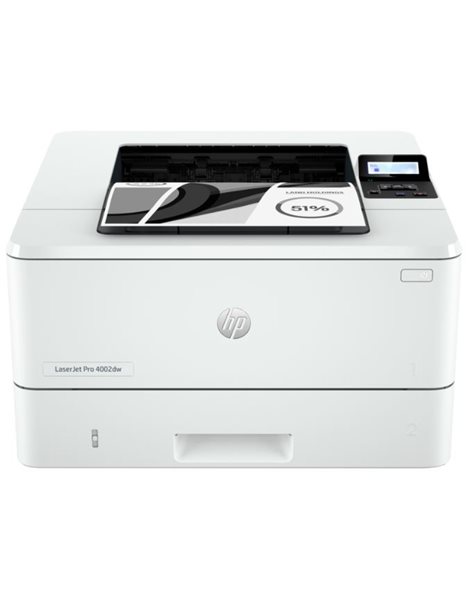 HP LaserJet Pro 4002dw, A4 Mono Laser Printer, 1200x1200dpi, 40ppm, Ethernet, WiFi+BT, USB, White (2Z606F)