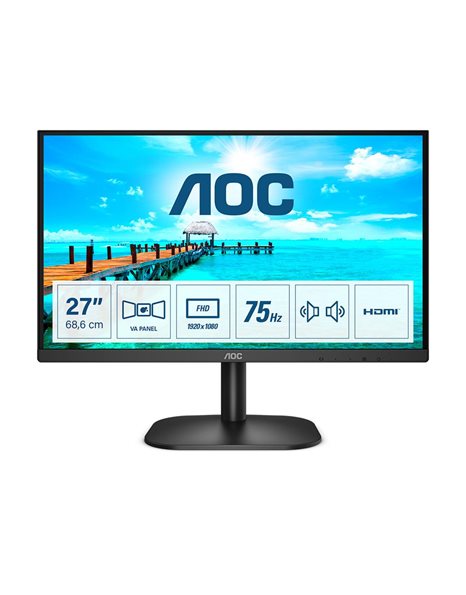 AOC 27B2AM, 27-Inch FHD VA Monitor, 1920x1080, 16:9, 4ms, 4000:1, HDMI, VGA, Speakers, Black (27B2AM)