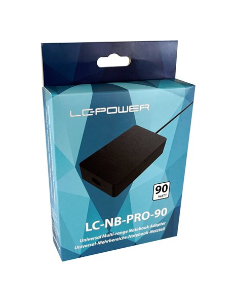 LC-Power LC-NB-PRO-90 Universal Notebook Power Adapter, 90W, No Power Cable Included, Black (LC-NB-PRO-90)