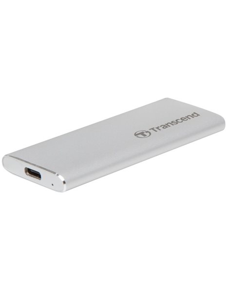 Transcend ESD240C Portable 120GB SSD, USB-C, USB 3.1 Gen2, Up To 520MBps (Read)/Up To 460MBps (Write), Silver (TS120GESD240C)