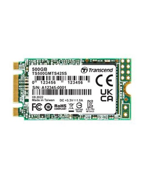 Transcend MTS425S 500GB SSD, M.2 2242, SATA III, 530MBps (Read)/480MBps (Write) (TS500GMTS425S)