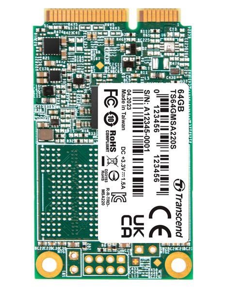 Transcend MSA220S 64GB SSD, mSATA, SATA III, 550MBps (Read)/350MBps (Write) (TS64GMSA220S)