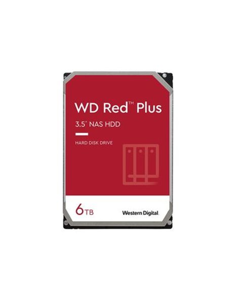 Western Digital Red Plus HDD, 6TB 3.5-Inch SATA3 6Gb/s, 256MB Cache, 5400rpm, For NAS (WD60EFPX)