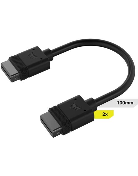 Corsair iCUE Link Cable, 2x100mm With Straight Connectors, Black (CL-9011121-WW)