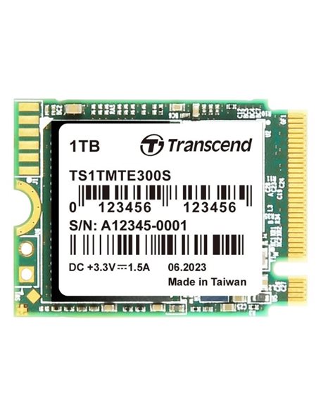 Transcend MTE300S 1TB SSD, M.2 2230, PCIe Gen3x4 NVMe, 2000MBps (Read)/1650MBps (Write) (TS1TMTE300S)