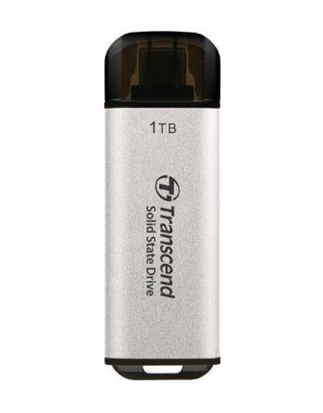 Transcend ESD300 Portable 1TB SSD, USB-C, USB 10Gbps, Up To 1050MBps (Read)/Up To 950MBps (Write), Silver (TS1TESD300S)