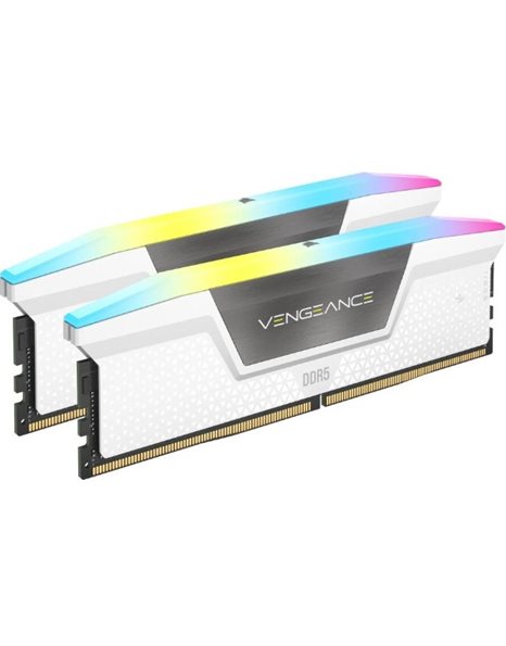 Corsair Vengeance RGB 32GB Kit (2x16GB) 6400MHz UDIMM DDR5 CL32 1.40V, White (CMH32GX5M2B6400C32W)