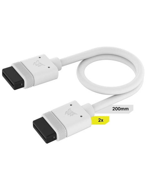 Corsair iCUE Link Cable, 2x200mm With Straight Connectors, White (CL-9011128-WW)