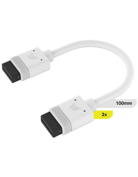 Corsair iCUE Link Cable, 2x100mm With Straight Connectors, White (CL-9011129-WW)