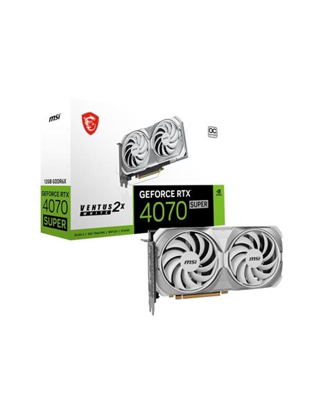 MSI GeForce RTX 4070 Super Ventus 2X White OC 12GB GDDR6X, 192-Bit, HDMI, DP (V513-642R)
