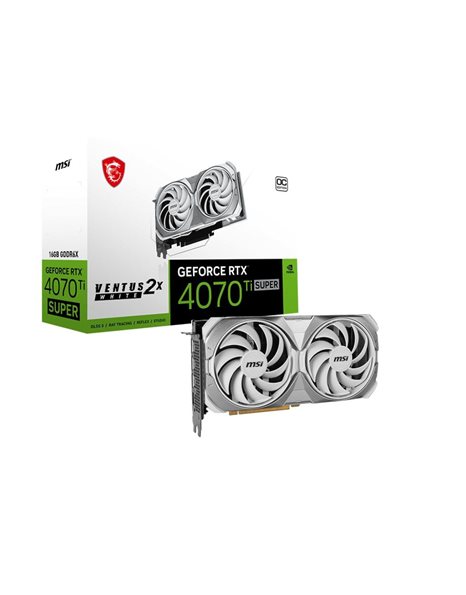 MSI GeForce RTX 4070 Ti Super Ventus 2X OC White 16GB GDDR6X, 256-Bit, HDMI, DP (V513-629R)