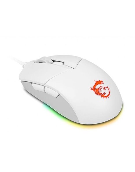 MSI Clutch GM11 RGB Wired Optical Gaming Mouse, 6 Buttons, Up To 5000dpi, White (S12-0401950-CLA)