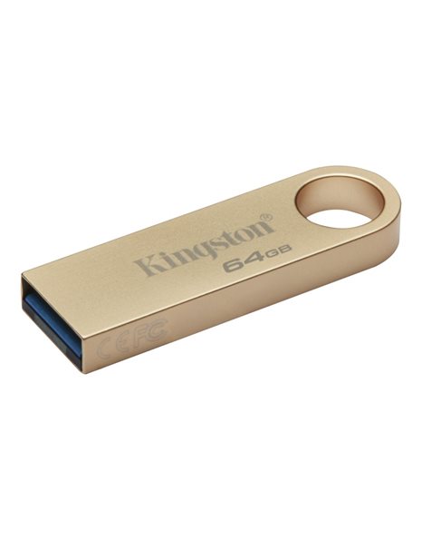 Kingston DataTraveler SE9 Gen 3 USB Flash Drive, 64GB, USB 3.2 Gen 1, Gold (DTSE9G3/64GB)