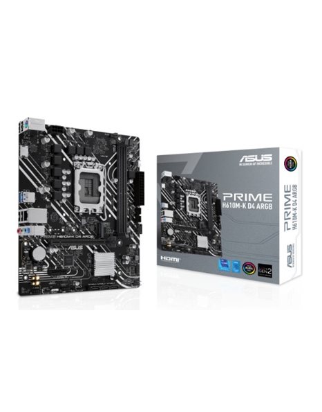 Asus Prime H610M-K D4 ARGB, Intel, Socket 1700, mATX, 2xDDR4, 4xSATA3, M.2, GLAN, USB3.2, HDMI (90MB1HN0-M0EAY0)