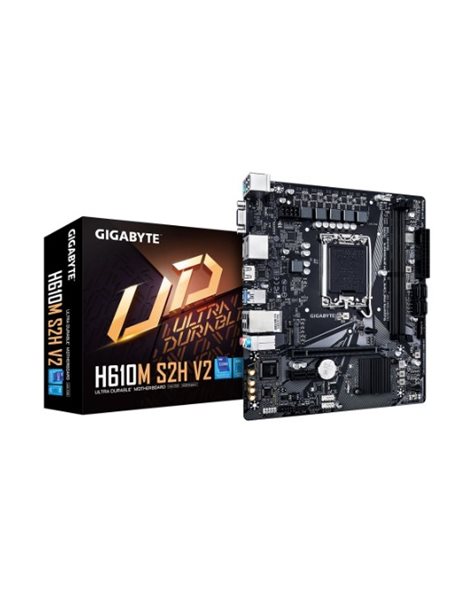 Gigabyte H610M S2H V2 (rev. 1.0), Intel, Socket 1700, mATX, 2xDDR5, 4xSATA3, M.2, GLAN, USB3.2, HDMI, DP, VGA (H610M S2H V2)