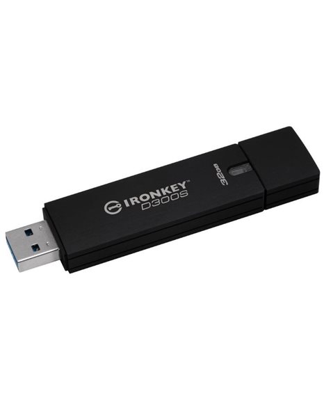 Kingston IronKey D300S Encrypted USB Flash Drive, 32GB, USB-A, USB 3.1 Gen 1, Black (IKD300S/32GB)