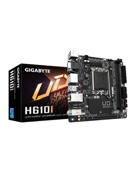 Gigabyte H610I (rev. 1.0), Intel, Socket 1700, Mini-ITX, 2xDDR5, 4xSATA3, M.2, GLAN, USB3.2, HDMI, DP, VGA (H610I)