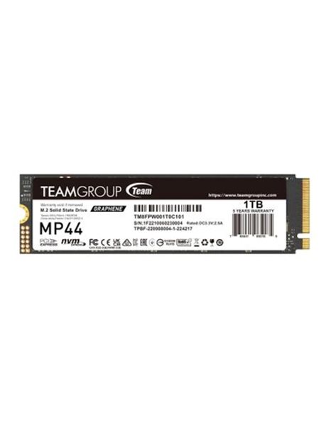 TeamGroup MP44 1TB SSD, M.2 2280, PCIe Gen4x4, NVMe, 7400MBps (Read)/6500MBps (Write) (TM8FPW001T0C101)