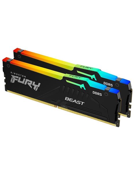 Kingston FURY Beast RGB 32GB Kit (2x16GB) 6400MHz UDIMM DDR5 CL32 1.35V EXPO, Black (KF564C32BBEAK2-32)