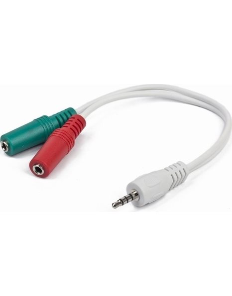 Gembird 3.5mm 4-pin Plug to 3.5mm Stereo & Microphone Sockets Adapter Cable, White (CCA-417W)