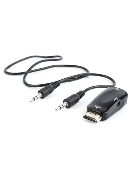 Gembird HDMI to VGA and audio adapter, single port, black (A-HDMI-VGA-02)