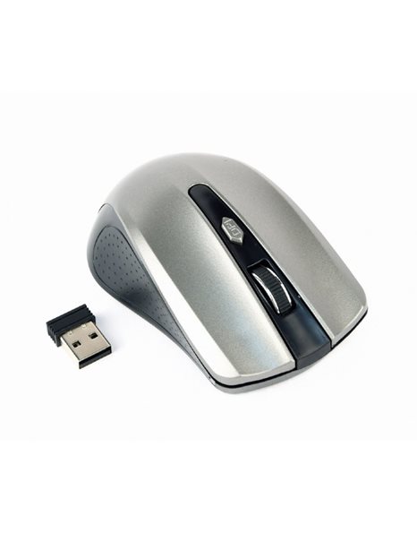 Gembird Wireless Optical Mouse, 1600DPI, 4 Buttons, Black/SpaceGrey (MUSW-4B-04-BG)