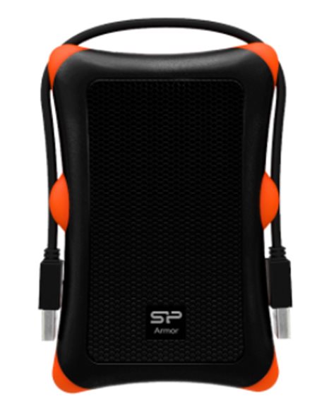Silicon Power ARMOR A30 1TB External HDD, 2.5, USB 3.0, Black/Orange (SP010TBPHDA30S3K)