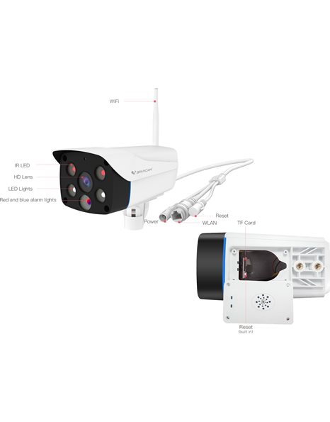 VStarcam CS52Q Waterproof IP Camera, 4Mpixels, WiFi / Ethernet, Microphone/Loudspeaker, Color Night Vision, microSD
