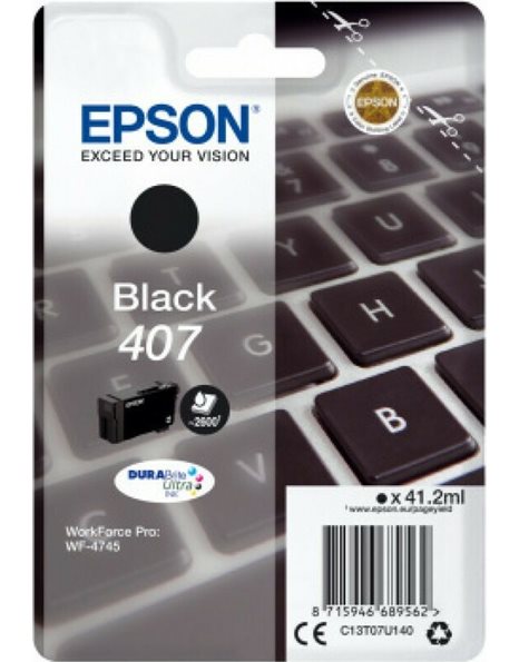 Epson 407 Cartridge, 38.1 ml,  XL Black (C13T07U140)