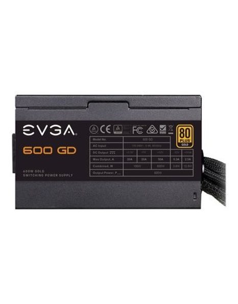 EVGA 600 GD, 600W Power Supply, 80+ Gold, Active PFC, 120mm Fan (100-GD-0600-V2)