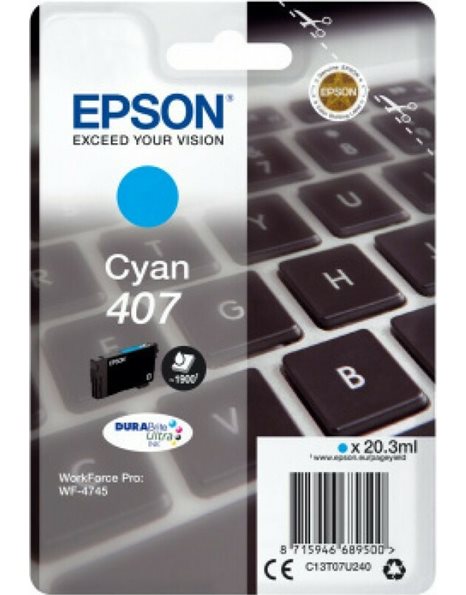 Epson 407 Cartridge, 38.1 Ml, XL Cyan (C13T07U240)